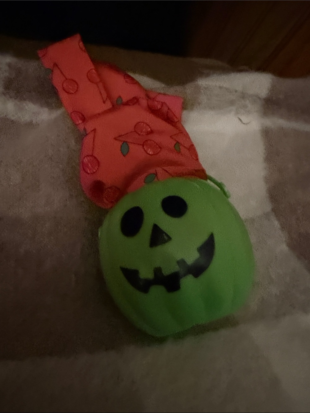 Mini green pumpkin basket filled